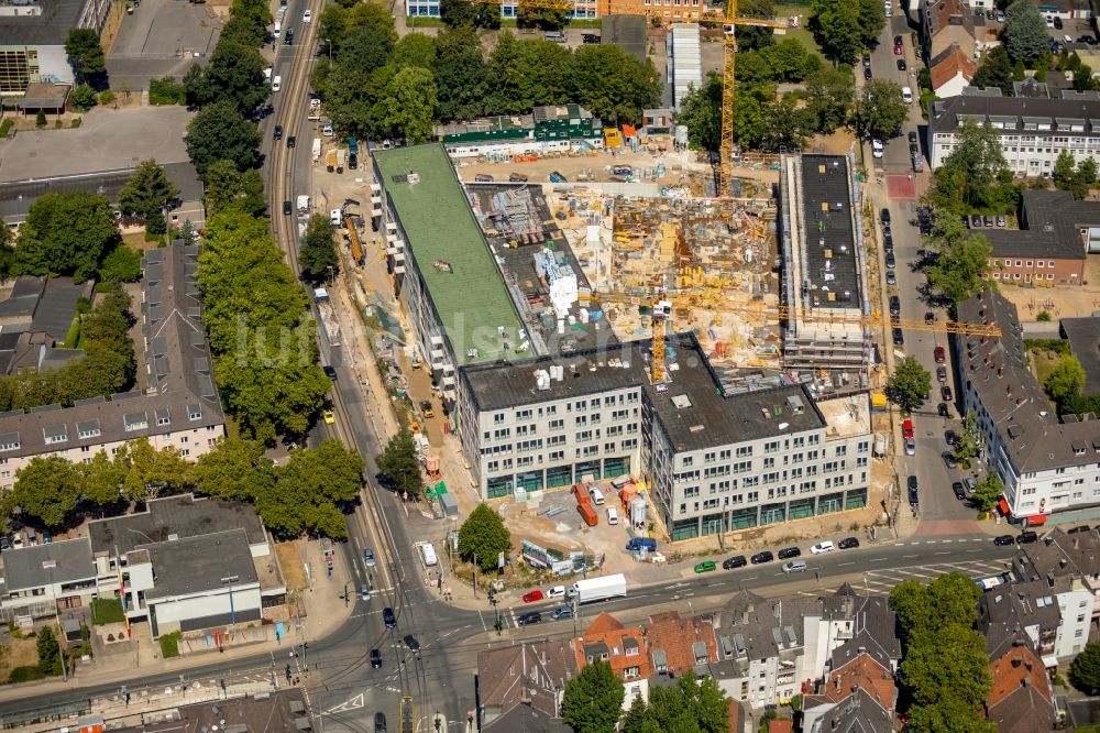 Luftbild Essen - Baustelle zum Neubau einer Mehrfamilienhaus-Wohnanlage „ Cranachhöfe “ in Essen im Bundesland Nordrhein-Westfalen - NRW, Deutschland