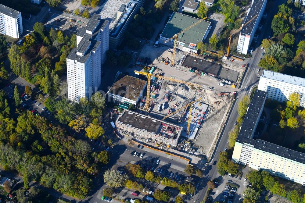 Luftbild Berlin - Baustelle zum Neubau einer Mehrfamilienhaus-Wohnanlage Dolgensee-Center Lichtenberg in Berlin, Deutschland