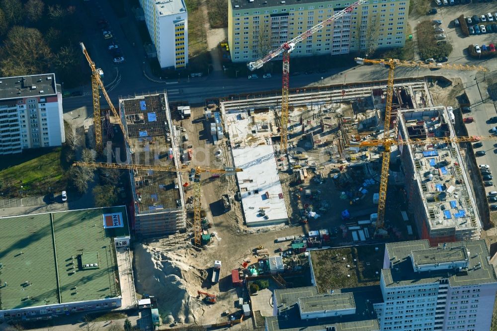 Luftaufnahme Berlin - Baustelle zum Neubau einer Mehrfamilienhaus-Wohnanlage Dolgensee-Center Lichtenberg in Berlin, Deutschland