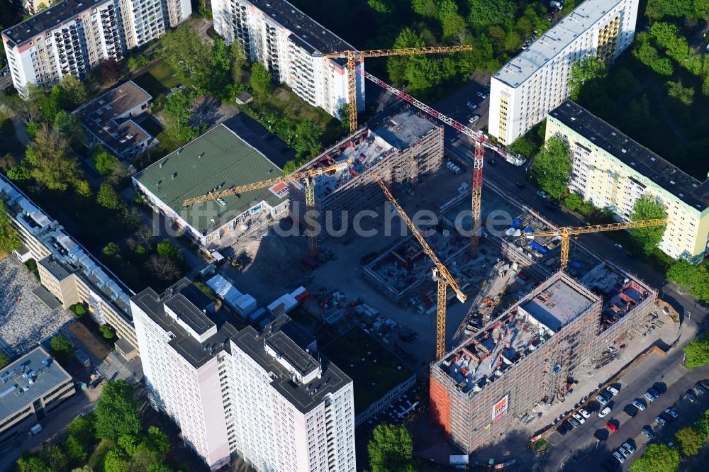 Berlin von oben - Baustelle zum Neubau einer Mehrfamilienhaus-Wohnanlage Dolgensee-Center Lichtenberg in Berlin, Deutschland