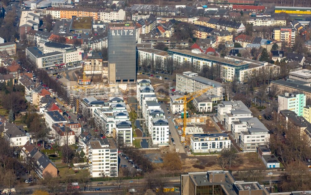 Luftbild Dortmund - Baustelle zum Neubau einer Mehrfamilienhaus-Wohnanlage auf dem ehemaligen Kronen-Areal, Märkische Straße - Benno-Jacob-Straße im Ortsteil Innenstadt-Ost in Dortmund im Bundesland Nordrhein-Westfalen