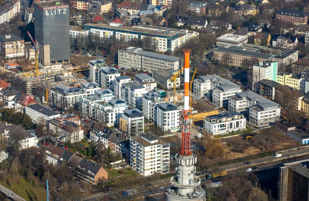 Luftaufnahme Dortmund - Baustelle zum Neubau einer Mehrfamilienhaus-Wohnanlage auf dem ehemaligen Kronen-Areal, Märkische Straße - Benno-Jacob-Straße im Ortsteil Innenstadt-Ost in Dortmund im Bundesland Nordrhein-Westfalen