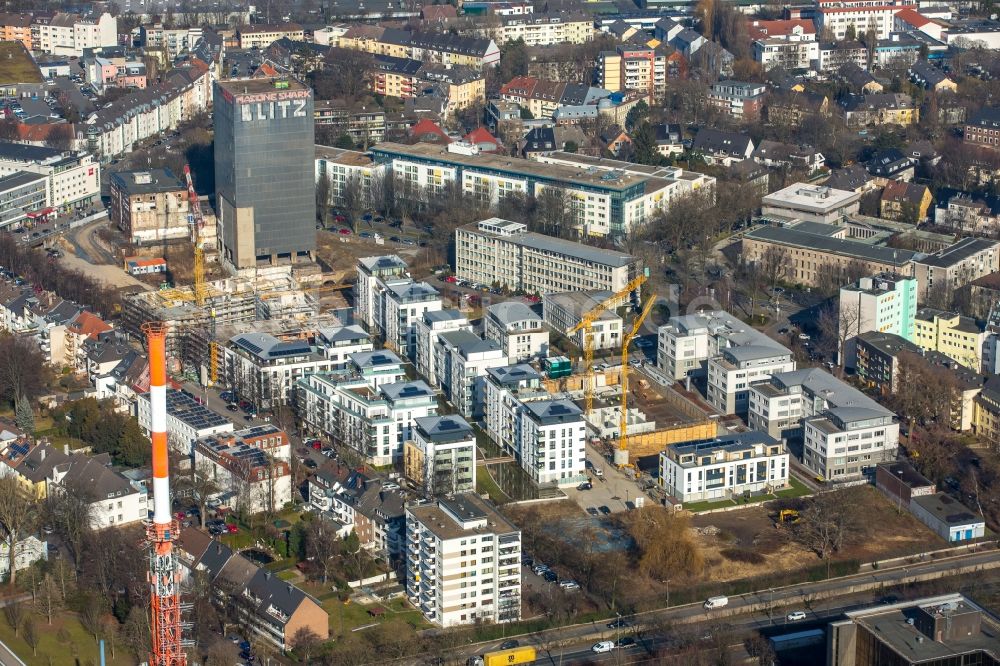 Dortmund von oben - Baustelle zum Neubau einer Mehrfamilienhaus-Wohnanlage auf dem ehemaligen Kronen-Areal, Märkische Straße - Benno-Jacob-Straße im Ortsteil Innenstadt-Ost in Dortmund im Bundesland Nordrhein-Westfalen