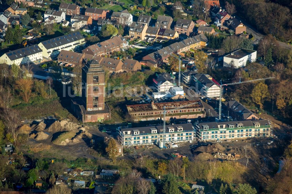 Luftbild Oberhausen - Baustelle zum Neubau einer Mehrfamilienhaus-Wohnanlage am ehemaligen Schacht 4 Osterfeld am Malakow-Turm in Oberhausen im Bundesland Nordrhein-Westfalen