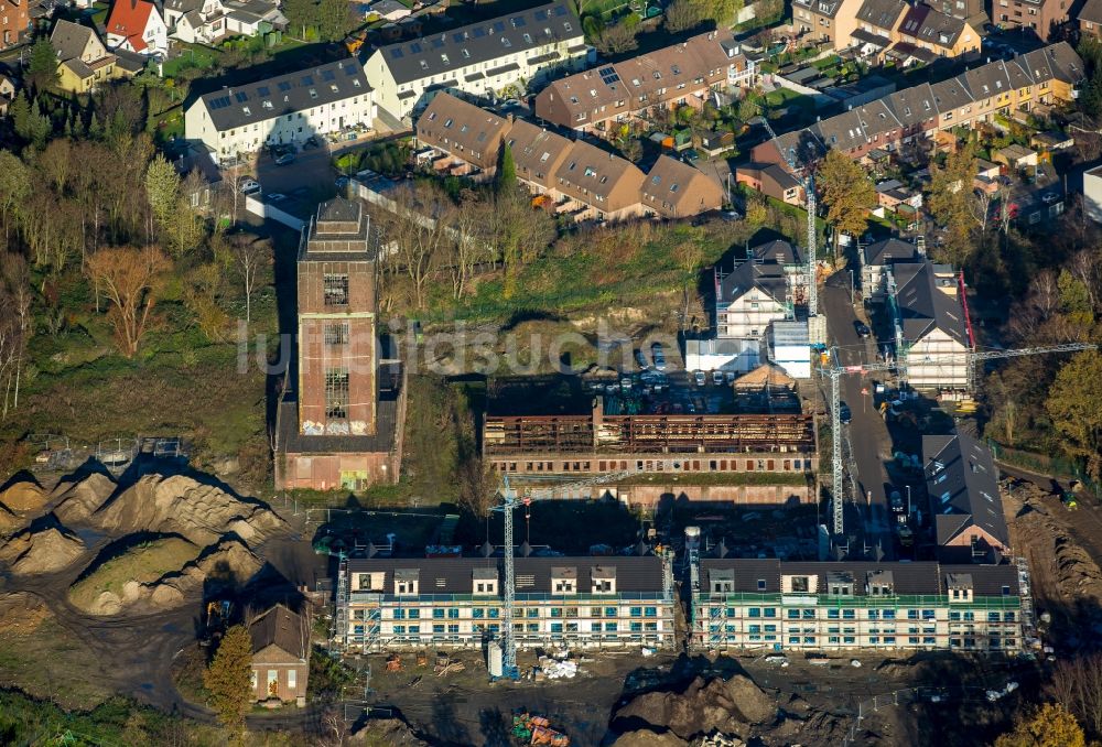 Luftaufnahme Oberhausen - Baustelle zum Neubau einer Mehrfamilienhaus-Wohnanlage am ehemaligen Schacht 4 Osterfeld am Malakow-Turm in Oberhausen im Bundesland Nordrhein-Westfalen