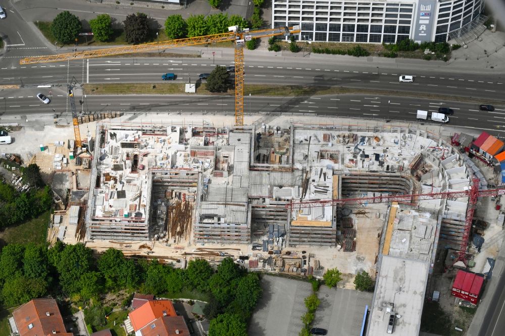 Luftaufnahme Ingolstadt - Baustelle zum Neubau einer Mehrfamilienhaus-Wohnanlage der Essinger Wohnbau GmbH an der Theodor-Heuss-Straße in Ingolstadt im Bundesland Bayern, Deutschland