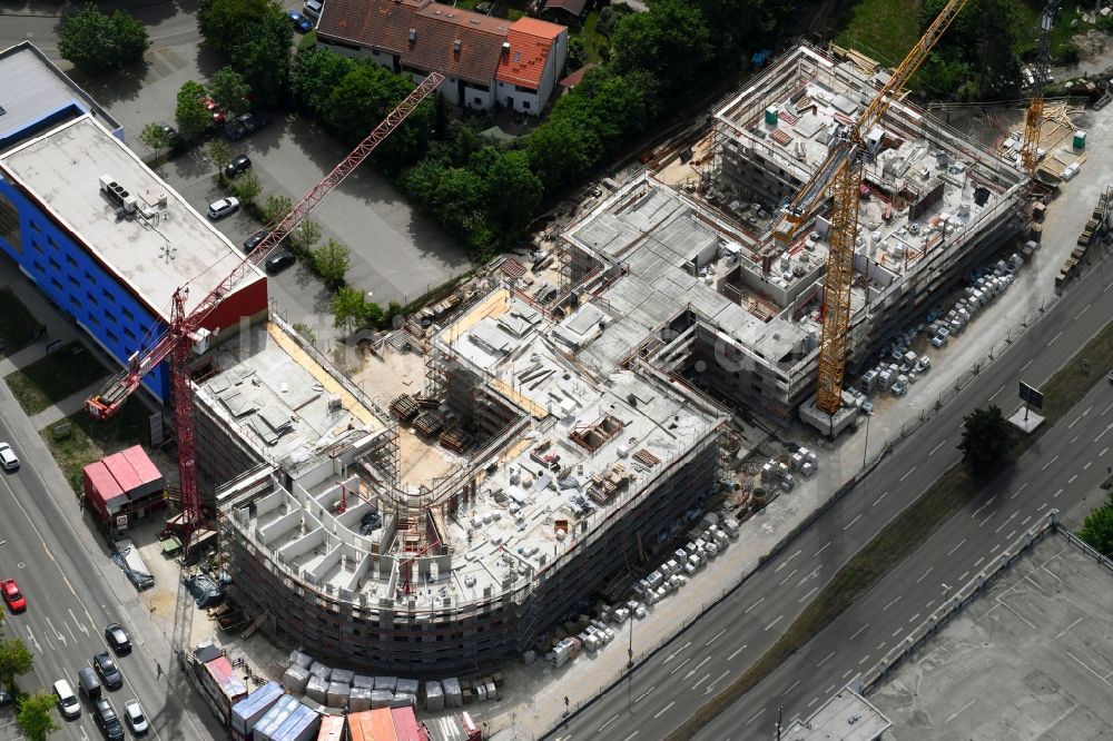 Luftbild Ingolstadt - Baustelle zum Neubau einer Mehrfamilienhaus-Wohnanlage der Essinger Wohnbau GmbH an der Theodor-Heuss-Straße in Ingolstadt im Bundesland Bayern, Deutschland