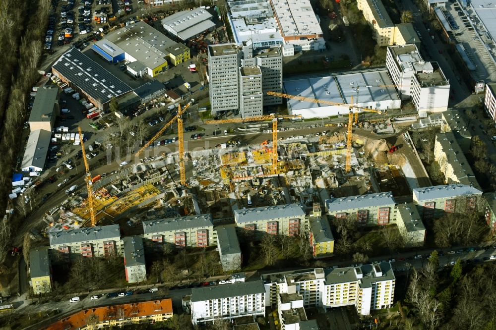 Luftbild Berlin - Baustelle zum Neubau einer Mehrfamilienhaus-Wohnanlage Eythstraße Ecke Bessemerstraße im Ortsteil Schöneberg in Berlin, Deutschland