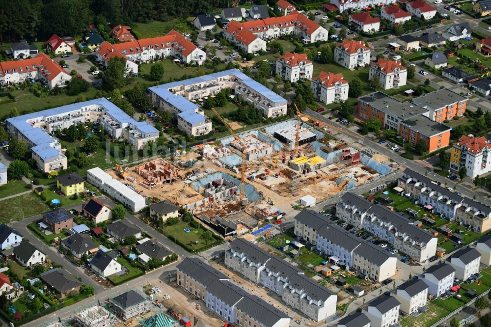 Luftbild Michendorf - Baustelle zum Neubau einer Mehrfamilienhaus-Wohnanlage Falkenweg - Wieselweg - Hasenweg in Michendorf im Bundesland Brandenburg, Deutschland