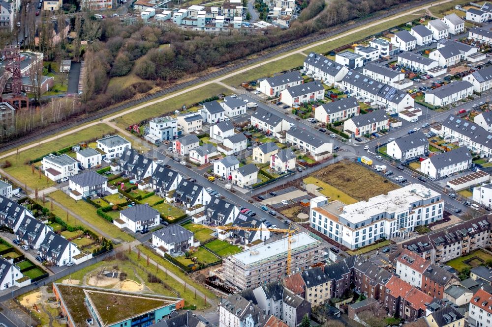 Luftbild Gelsenkirchen - Baustelle zum Neubau einer Mehrfamilienhaus-Wohnanlage Feldahornstraße - Rheinische Straße im Ortsteil Gelsenkirchen-Mitte in Gelsenkirchen im Bundesland Nordrhein-Westfalen