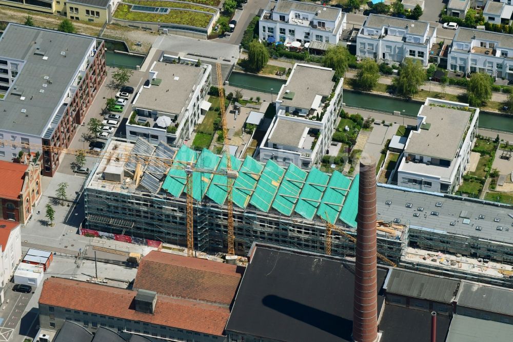 Augsburg von oben - Baustelle zum Neubau einer Mehrfamilienhaus-Wohnanlage La Fontana Due in Augsburg im Bundesland Bayern, Deutschland