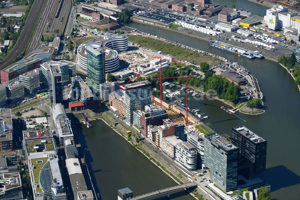 Luftbild Düsseldorf - Baustelle zum Neubau einer Mehrfamilienhaus-Wohnanlage der FRANKONIA Eurobau AG in Düsseldorf im Bundesland Nordrhein-Westfalen, Deutschland