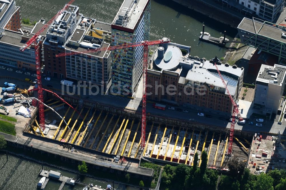 Luftaufnahme Düsseldorf - Baustelle zum Neubau einer Mehrfamilienhaus-Wohnanlage der FRANKONIA Eurobau AG in Düsseldorf im Bundesland Nordrhein-Westfalen, Deutschland