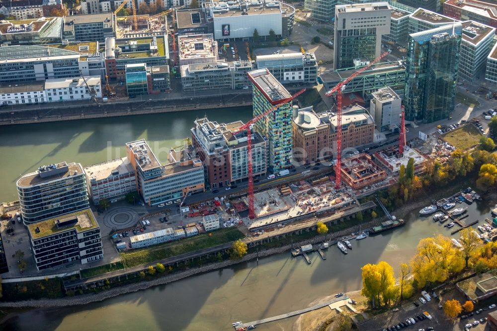 Luftaufnahme Düsseldorf - Baustelle zum Neubau einer Mehrfamilienhaus-Wohnanlage der FRANKONIA Eurobau AG in Düsseldorf im Bundesland Nordrhein-Westfalen, Deutschland