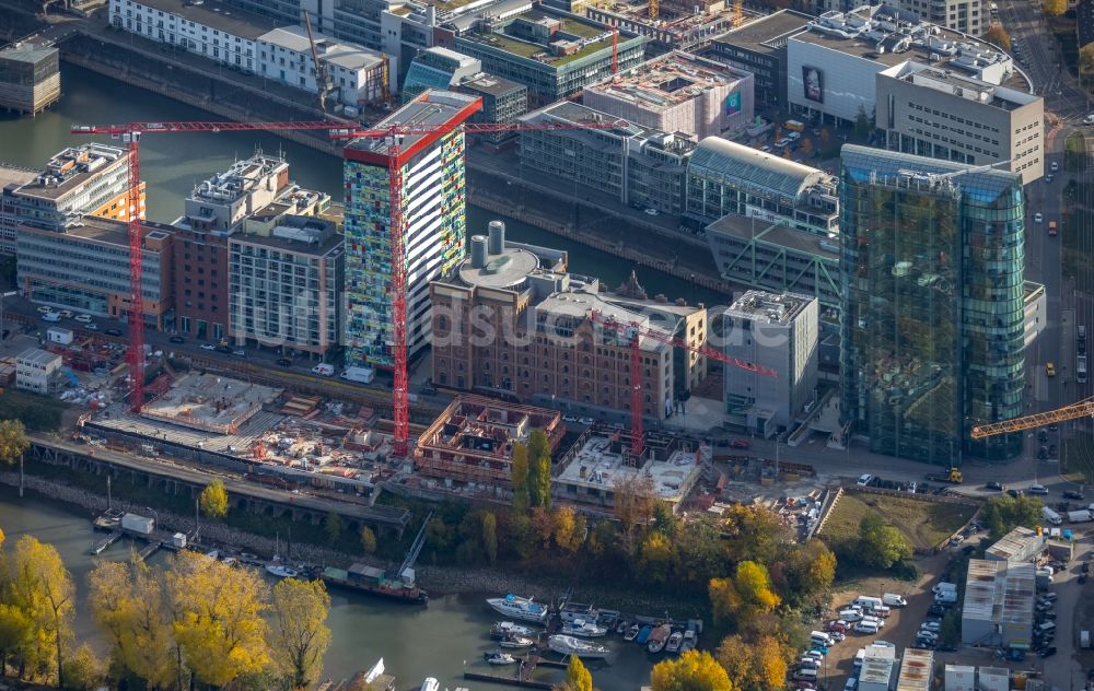 Luftbild Düsseldorf - Baustelle zum Neubau einer Mehrfamilienhaus-Wohnanlage der FRANKONIA Eurobau AG in Düsseldorf im Bundesland Nordrhein-Westfalen, Deutschland