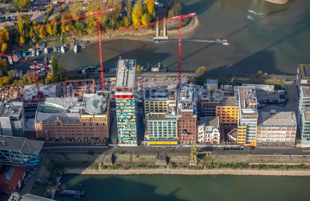 Düsseldorf aus der Vogelperspektive: Baustelle zum Neubau einer Mehrfamilienhaus-Wohnanlage der FRANKONIA Eurobau AG in Düsseldorf im Bundesland Nordrhein-Westfalen, Deutschland