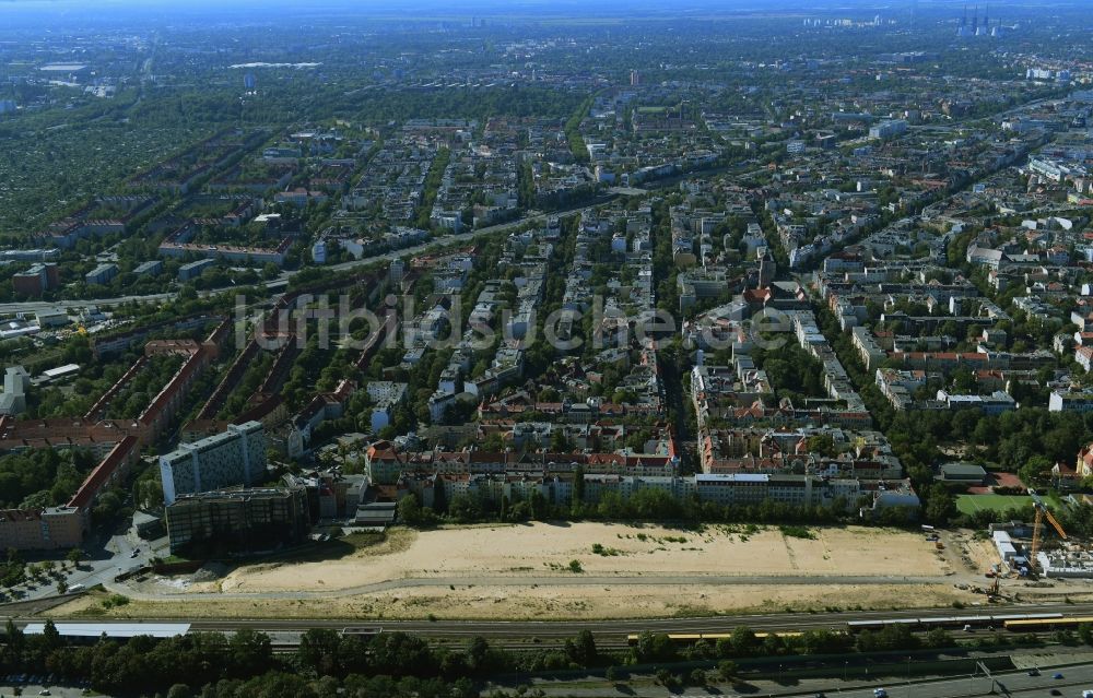 Berlin aus der Vogelperspektive: Baustelle zum Neubau einer Mehrfamilienhaus-Wohnanlage Friedenauer Höhe im Ortsteil Wilmersdorf in Berlin, Deutschland