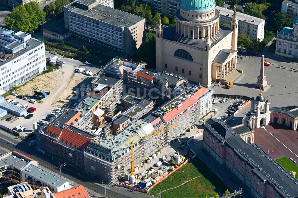 Potsdam aus der Vogelperspektive: Baustelle zum Neubau einer Mehrfamilienhaus-Wohnanlage Friedrich-Ebert-Straße in Potsdam im Bundesland Brandenburg, Deutschland