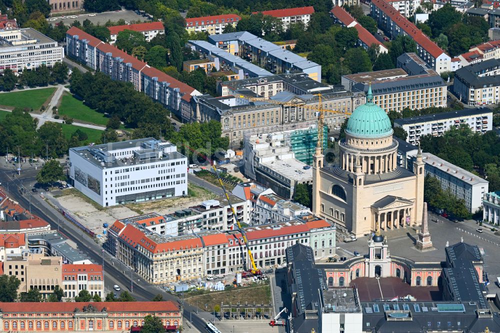 Potsdam aus der Vogelperspektive: Baustelle zum Neubau einer Mehrfamilienhaus-Wohnanlage Friedrich-Ebert-Straße in Potsdam im Bundesland Brandenburg, Deutschland