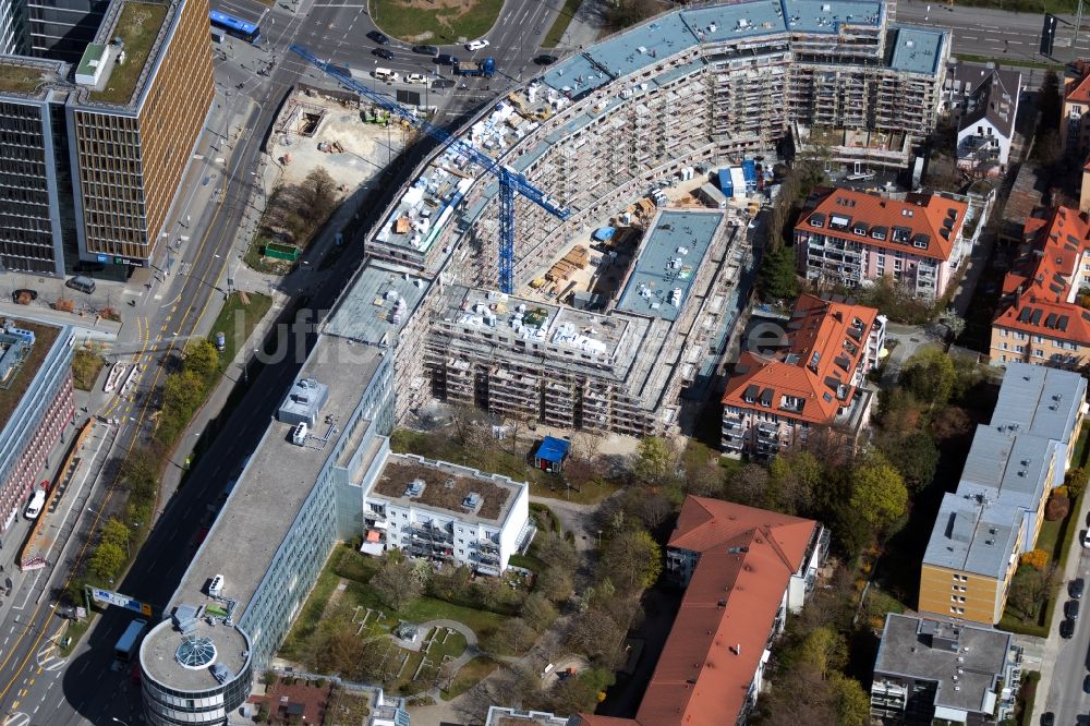 München von oben - Baustelle zum Neubau einer Mehrfamilienhaus-Wohnanlage FÜRST der Baywobau Baubetreuung GmbH im Ortsteil Laim in München im Bundesland Bayern, Deutschland