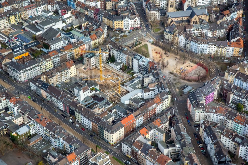 Düsseldorf aus der Vogelperspektive: Baustelle zum Neubau einer Mehrfamilienhaus-Wohnanlage Die Fürstenhöfe in Düsseldorf im Bundesland Nordrhein-Westfalen, Deutschland