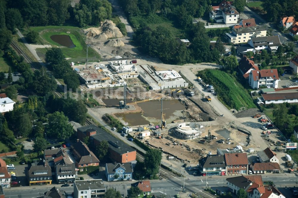 Luftaufnahme Gifhorn - Baustelle zum Neubau einer Mehrfamilienhaus-Wohnanlage in Gifhorn im Bundesland Niedersachsen