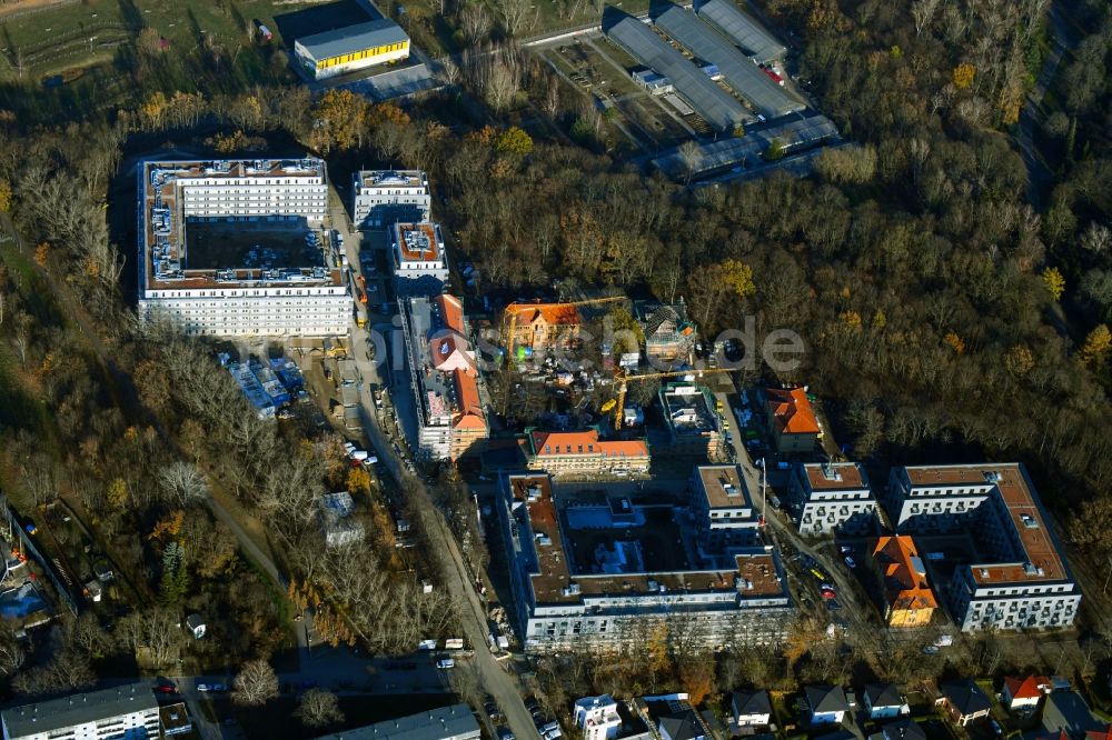 Berlin aus der Vogelperspektive: Baustelle zum Neubau einer Mehrfamilienhaus-Wohnanlage an der Gotlindestraße im Ortsteil Lichtenberg in Berlin, Deutschland