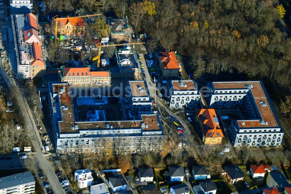 Luftbild Berlin - Baustelle zum Neubau einer Mehrfamilienhaus-Wohnanlage an der Gotlindestraße im Ortsteil Lichtenberg in Berlin, Deutschland