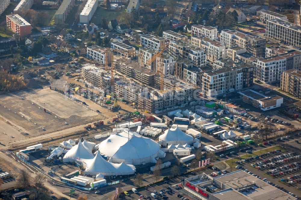 Düsseldorf aus der Vogelperspektive: Baustelle zum Neubau einer Mehrfamilienhaus-Wohnanlage Grafental in Düsseldorf im Bundesland Nordrhein-Westfalen, Deutschland