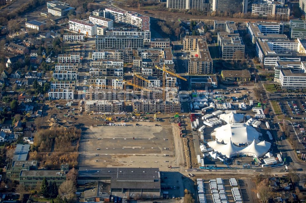 Luftbild Düsseldorf - Baustelle zum Neubau einer Mehrfamilienhaus-Wohnanlage Grafental in Düsseldorf im Bundesland Nordrhein-Westfalen, Deutschland