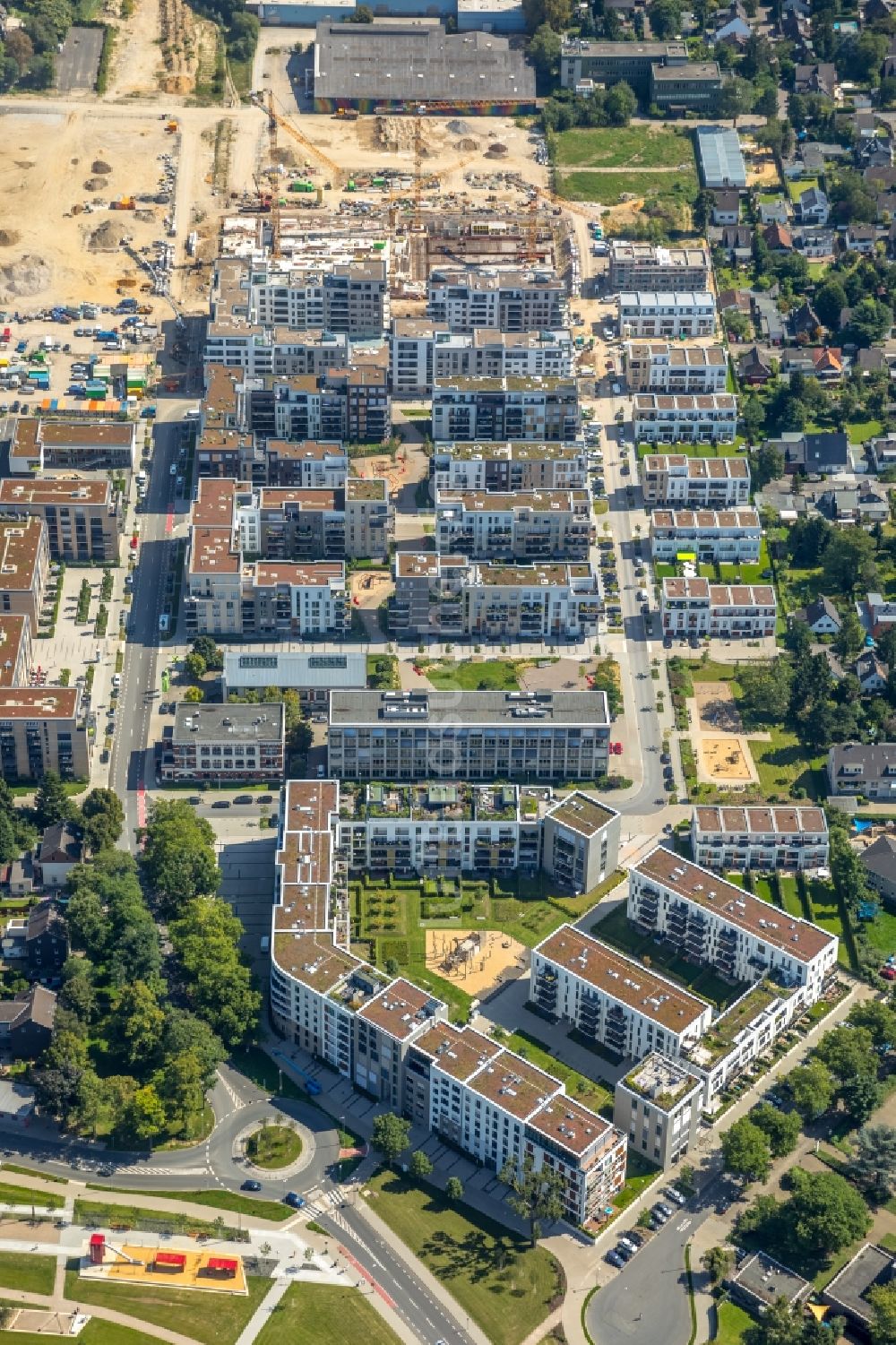 Luftbild Düsseldorf - Baustelle zum Neubau einer Mehrfamilienhaus-Wohnanlage Grafental in Düsseldorf im Bundesland Nordrhein-Westfalen, Deutschland