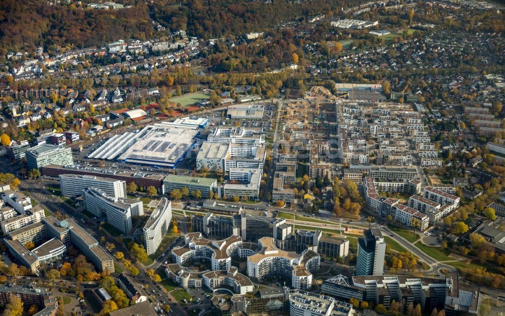 Düsseldorf von oben - Baustelle zum Neubau einer Mehrfamilienhaus-Wohnanlage Grafental in Düsseldorf im Bundesland Nordrhein-Westfalen, Deutschland