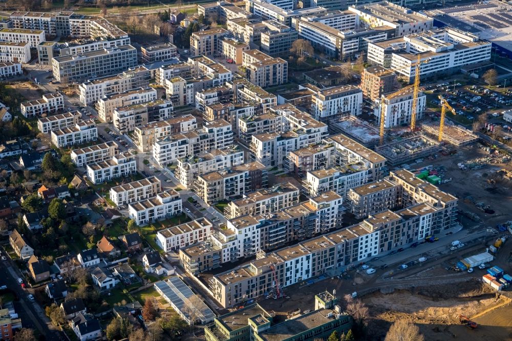 Düsseldorf aus der Vogelperspektive: Baustelle zum Neubau einer Mehrfamilienhaus-Wohnanlage Grafental in Düsseldorf im Bundesland Nordrhein-Westfalen, Deutschland