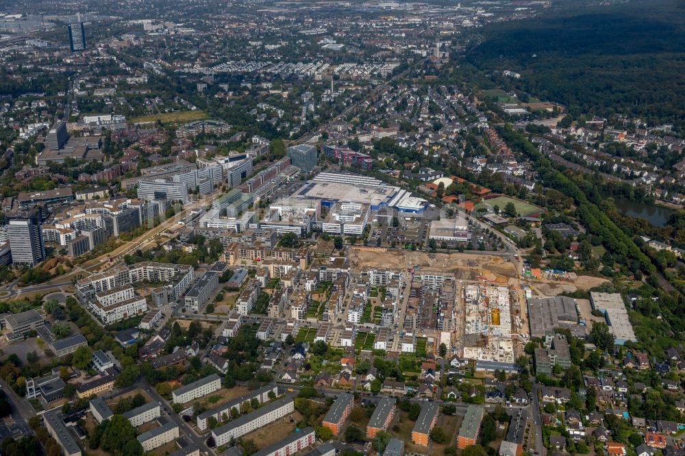 Düsseldorf aus der Vogelperspektive: Baustelle zum Neubau einer Mehrfamilienhaus-Wohnanlage Grafental an der Röpkestraße in Düsseldorf im Bundesland Nordrhein-Westfalen, Deutschland