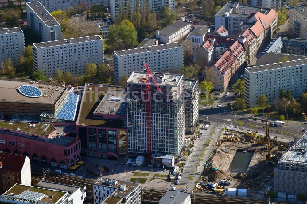 Luftbild Berlin - Baustelle zum Neubau einer Mehrfamilienhaus-Wohnanlage Grandaire im Ortsteil Mitte in Berlin, Deutschland