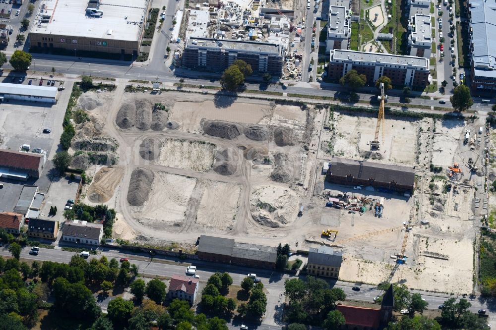 Luftbild Berlin - Baustelle zum Neubau einer Mehrfamilienhaus-Wohnanlage der Gut Alt-Biesdorf in Berlin, Deutschland