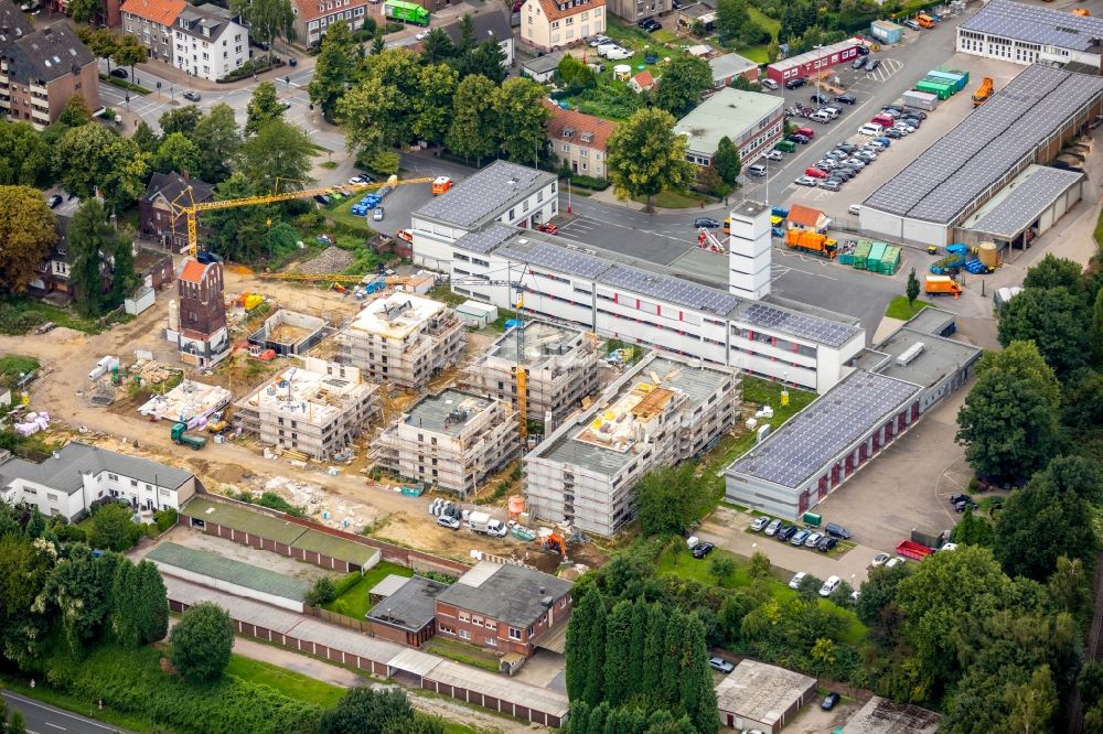 Luftaufnahme Gladbeck - Baustelle zum Neubau einer Mehrfamilienhaus-Wohnanlage der GWP Roter Turm GmbH entlang der Grabenstraße im Ortsteil Gelsenkirchen-Nord in Gladbeck im Bundesland Nordrhein-Westfalen