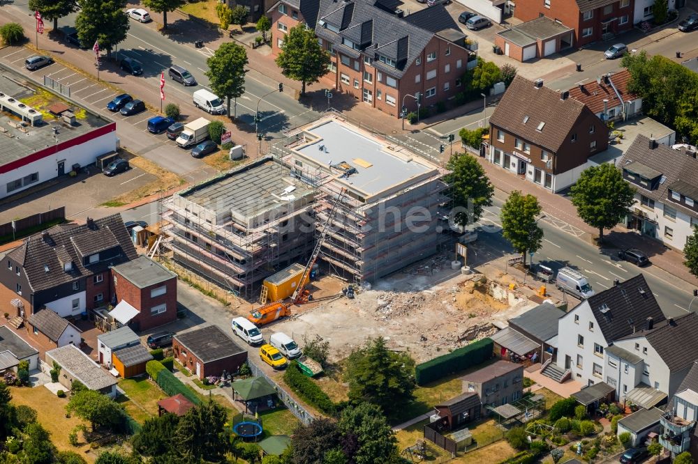 Haltern am See aus der Vogelperspektive: Baustelle zum Neubau einer Mehrfamilienhaus-Wohnanlage in Haltern am See im Bundesland Nordrhein-Westfalen, Deutschland