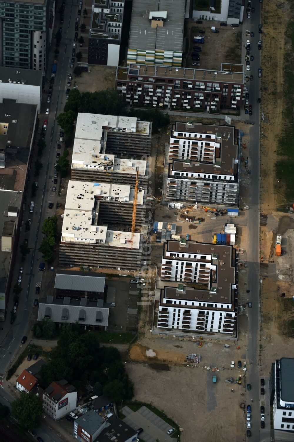 Luftaufnahme Hamburg - Baustelle zum Neubau einer Mehrfamilienhaus-Wohnanlage in Hamburg