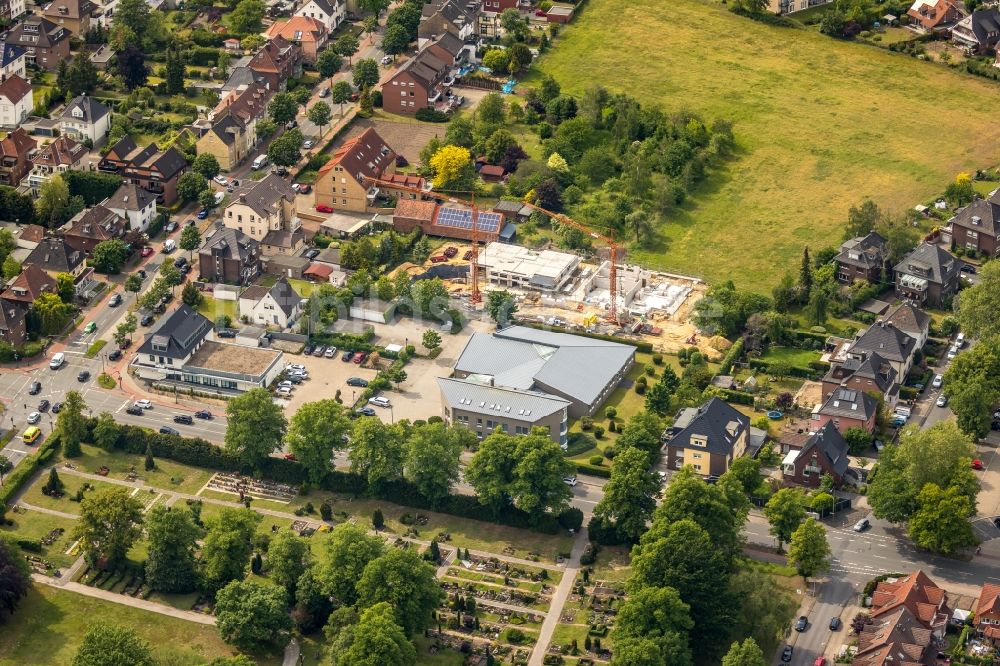 Hamm aus der Vogelperspektive: Baustelle zum Neubau einer Mehrfamilienhaus-Wohnanlage in Hamm im Bundesland Nordrhein-Westfalen, Deutschland