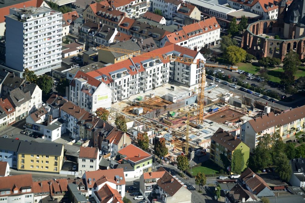 Luftbild Hanau - Baustelle zum Neubau einer Mehrfamilienhaus-Wohnanlage in Hanau im Bundesland Hessen