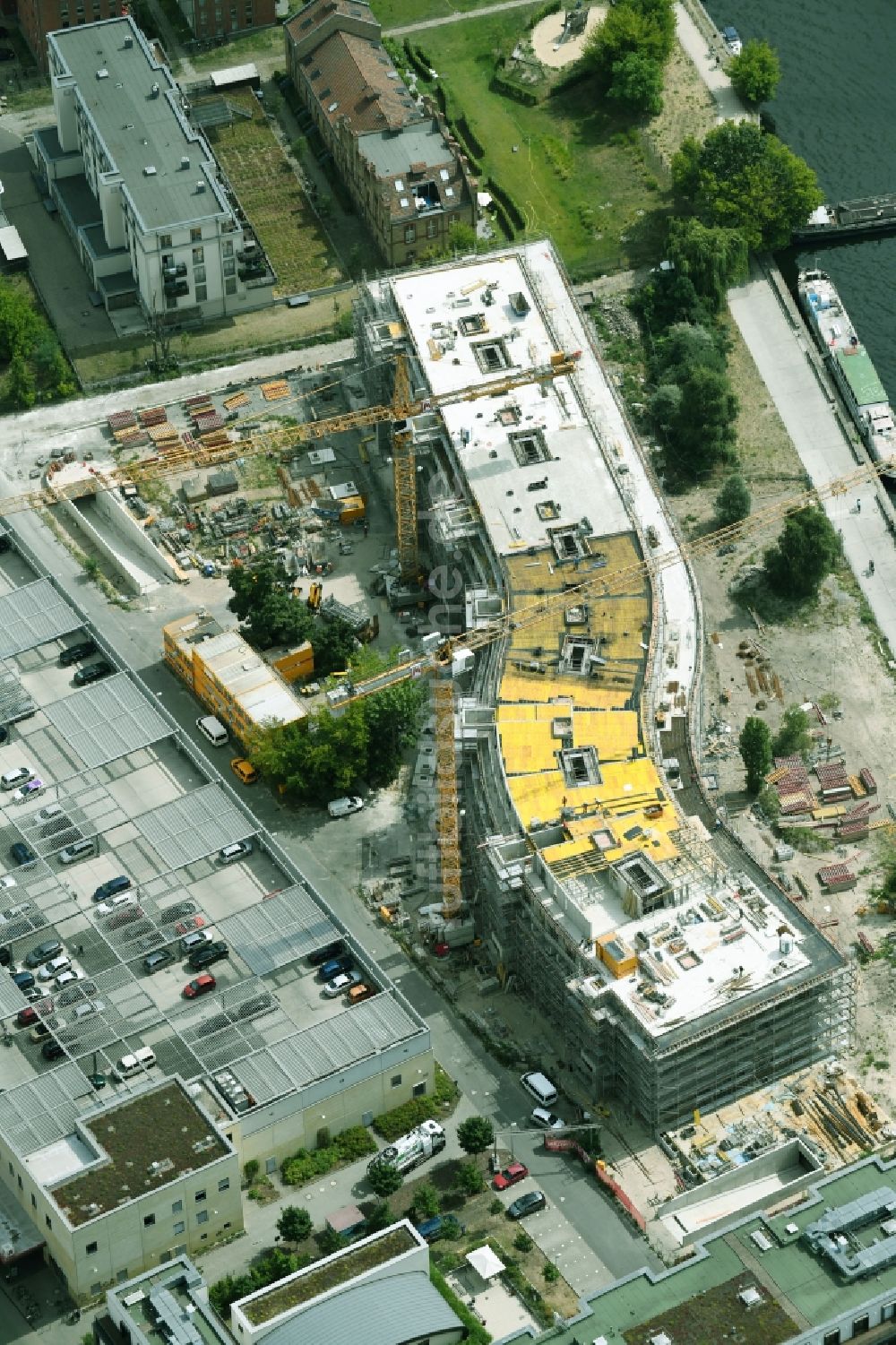 Luftbild Potsdam - Baustelle zum Neubau einer Mehrfamilienhaus-Wohnanlage Havelwelle an der Zeppelinstraße im Ortsteil Westliche Vorstadt in Potsdam im Bundesland Brandenburg, Deutschland