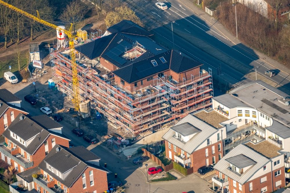 Luftbild Werne - Baustelle zum Neubau einer Mehrfamilienhaus-Wohnanlage am Heckhof in Werne im Bundesland Nordrhein-Westfalen, Deutschland