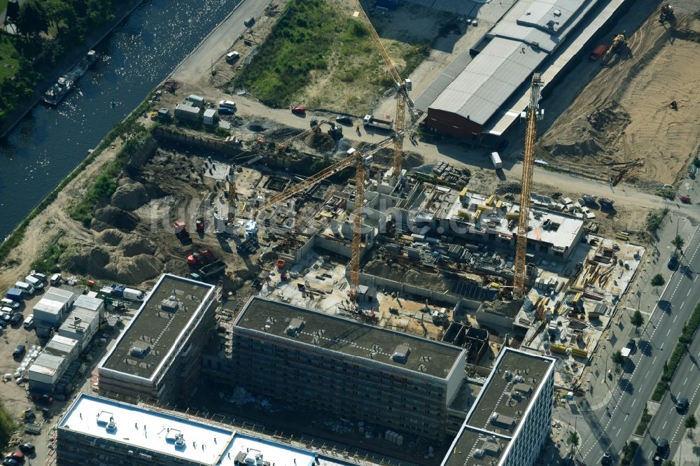 Berlin aus der Vogelperspektive: Baustelle zum Neubau einer Mehrfamilienhaus-Wohnanlage Heidestraße im Ortsteil Moabit in Berlin, Deutschland