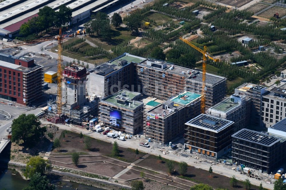 Luftbild Heilbronn - Baustelle zum Neubau einer Mehrfamilienhaus-Wohnanlage Heilbronn Urban Garden in Heilbronn im Bundesland Baden-Württemberg, Deutschland