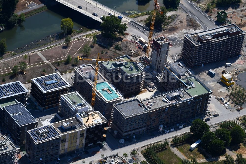 Luftaufnahme Heilbronn - Baustelle zum Neubau einer Mehrfamilienhaus-Wohnanlage Heilbronn Urban Garden in Heilbronn im Bundesland Baden-Württemberg, Deutschland