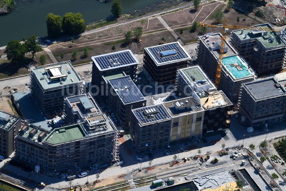 Luftaufnahme Heilbronn - Baustelle zum Neubau einer Mehrfamilienhaus-Wohnanlage Heilbronn Urban Garden in Heilbronn im Bundesland Baden-Württemberg, Deutschland