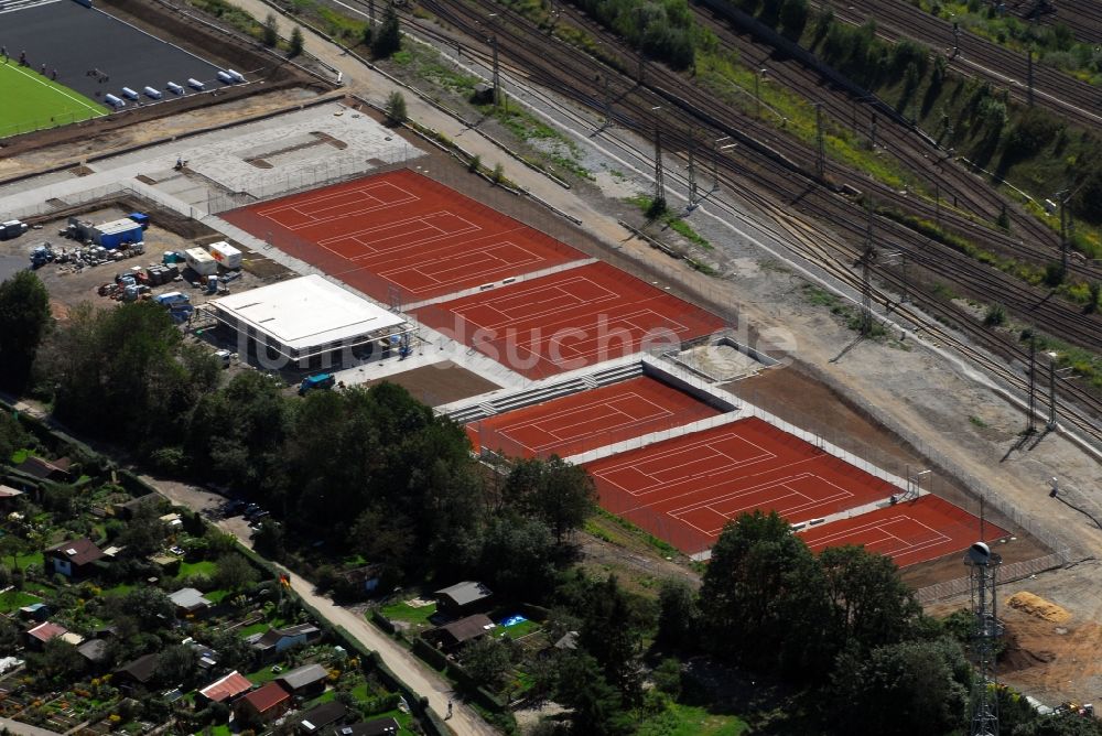 München von oben - Baustelle zum Neubau einer Mehrfamilienhaus-Wohnanlage Am Hirschgarten im Ortsteil Neuhausen-Nymphenburg in München im Bundesland Bayern, Deutschland