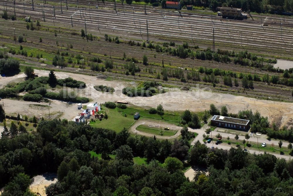 München aus der Vogelperspektive: Baustelle zum Neubau einer Mehrfamilienhaus-Wohnanlage Am Hirschgarten im Ortsteil Neuhausen-Nymphenburg in München im Bundesland Bayern, Deutschland