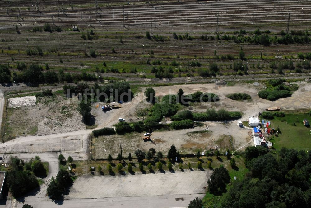 Luftbild München - Baustelle zum Neubau einer Mehrfamilienhaus-Wohnanlage Am Hirschgarten im Ortsteil Neuhausen-Nymphenburg in München im Bundesland Bayern, Deutschland